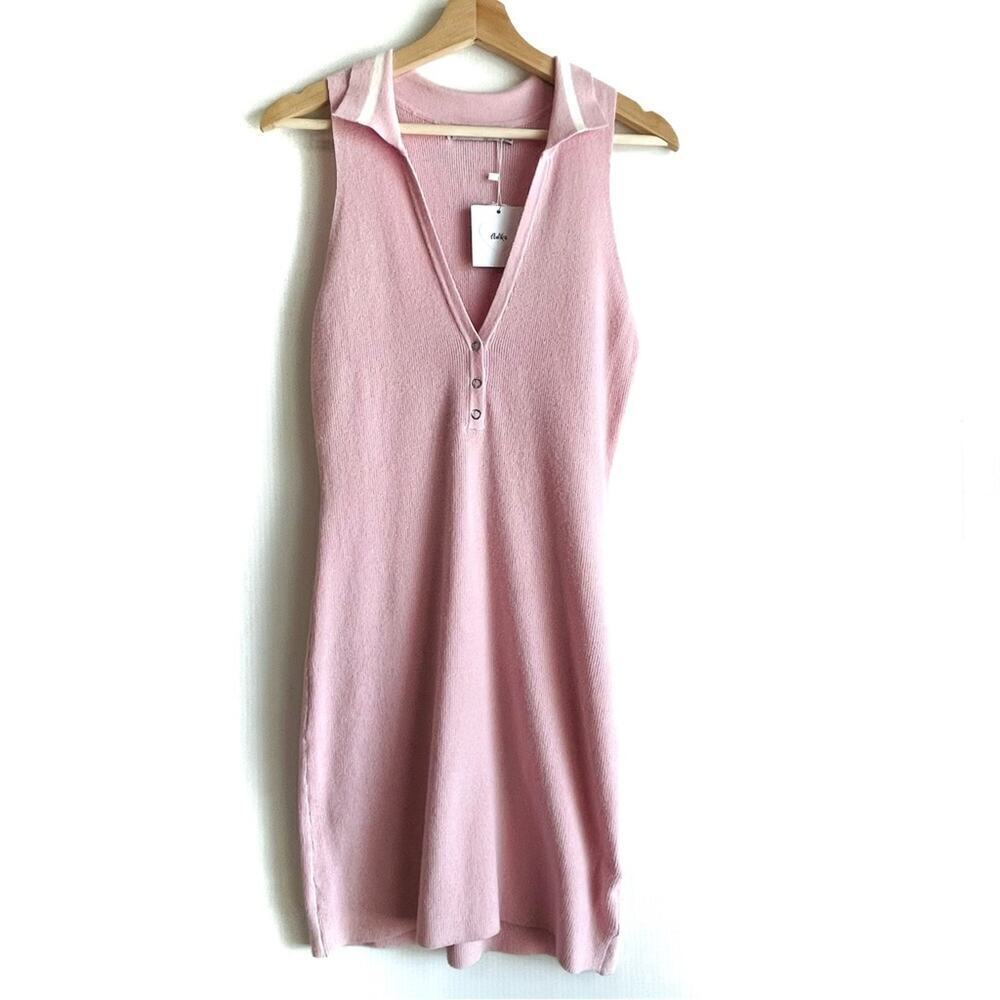 🆕 Adika polo collared sleeveless ribbed dress pink NWT size M-L